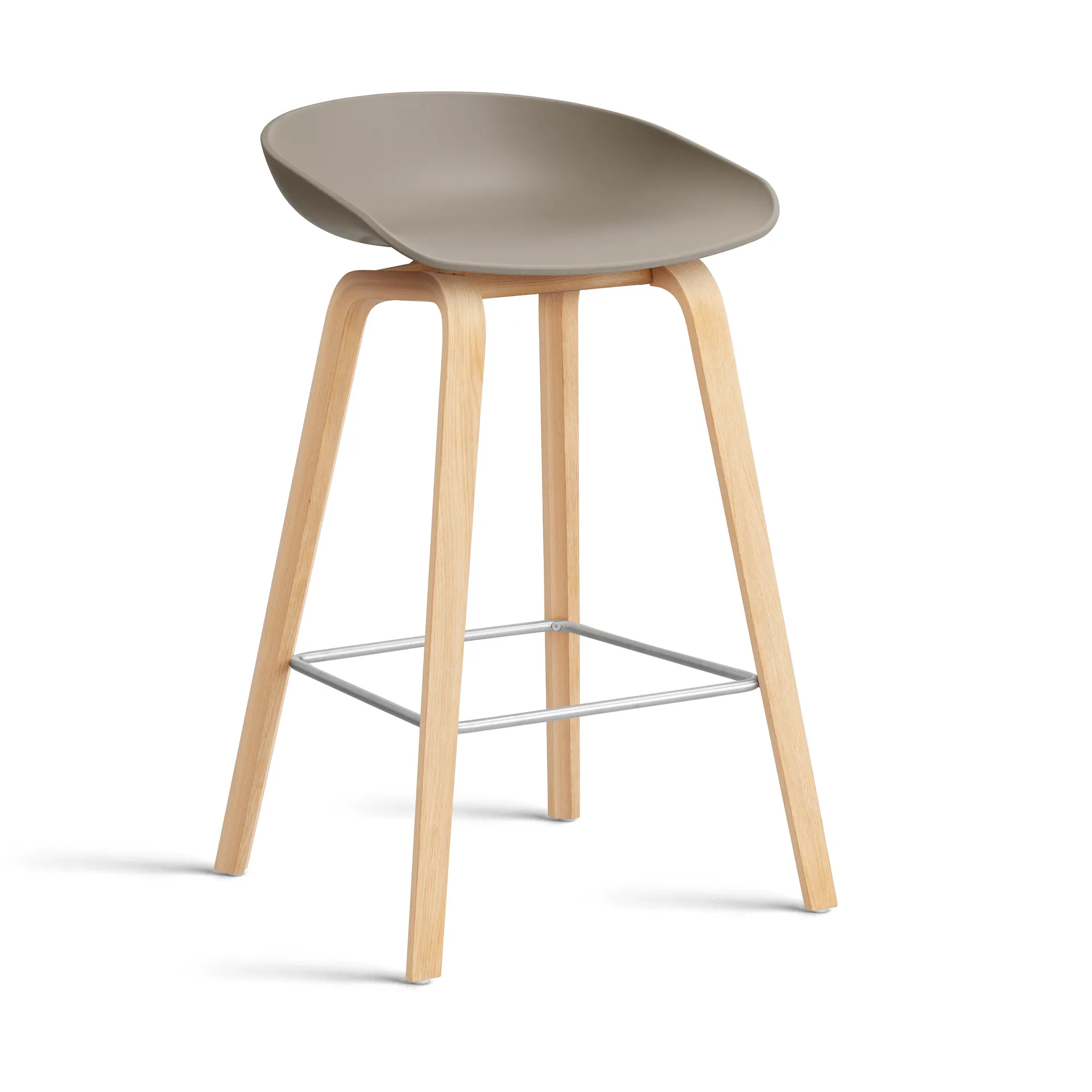 About a Stool 32 Low barstol såpat ekstativ 2.0, Khaki-rostfritt stålstöd HAY
