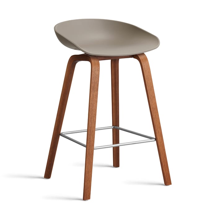 About a Stool 32 Low barstol valnötsstativ 2.0 - Khaki-rostfritt stålstöd - HAY