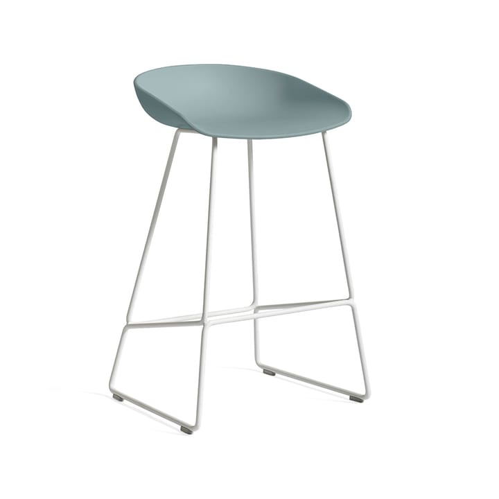 About a Stool 38 barstol - dusty blue, low, vitt stativ - HAY