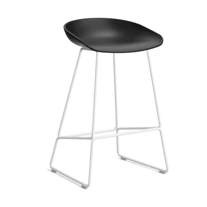 About a Stool 38 Low barstol 2.0 - Svart-vitt stålstativ - HAY