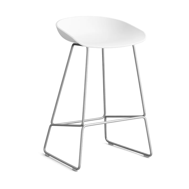 About a Stool 38 Low barstol 2.0 - Vit-rostfritt stålstativ - HAY