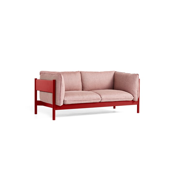 Arbour ECO 2-sits Soffa - tyg re-wool 648 multi, vinröd vattenlackad bok - HAY