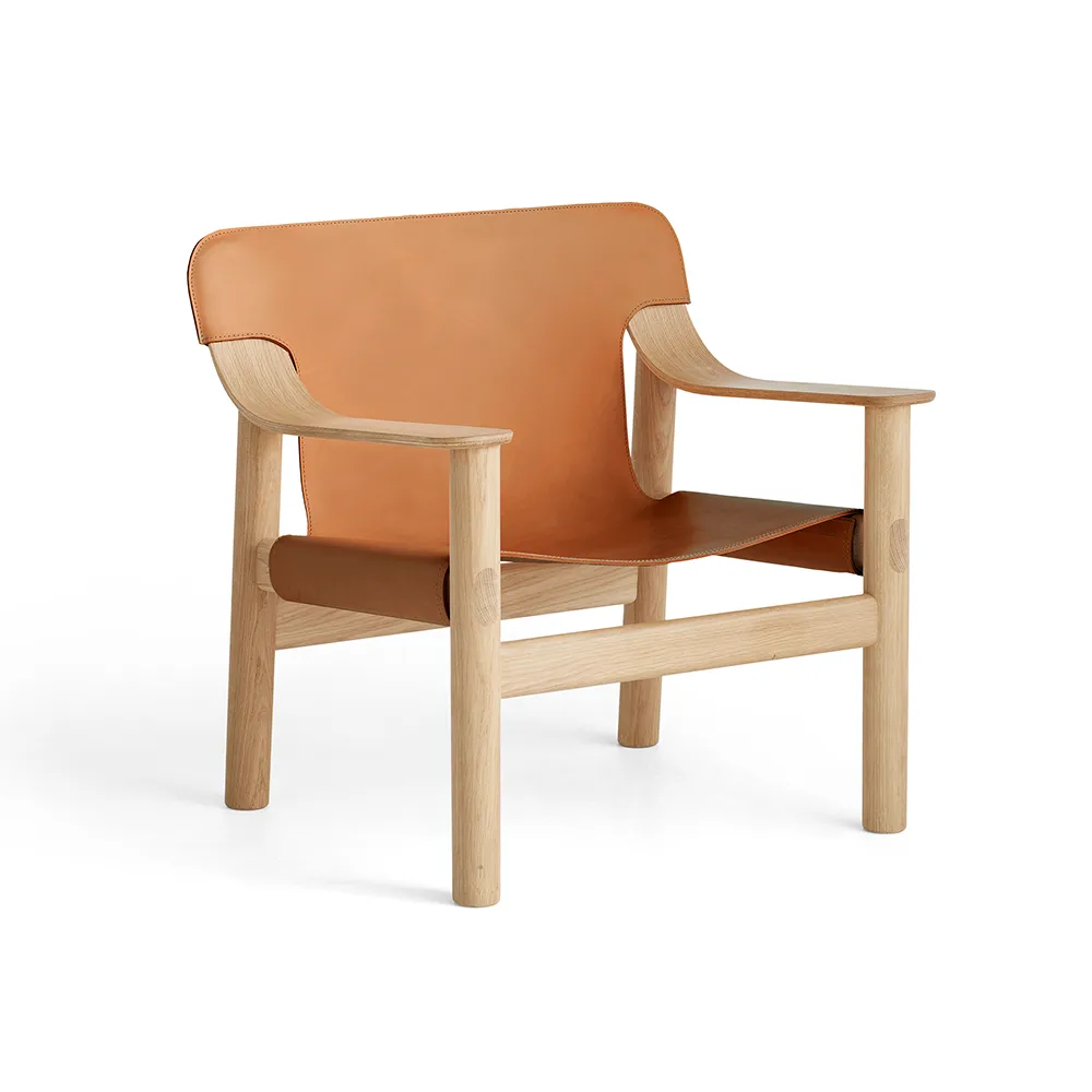 Bernard fåtölj, läder brandy, vattenlackat ekstativ HAY