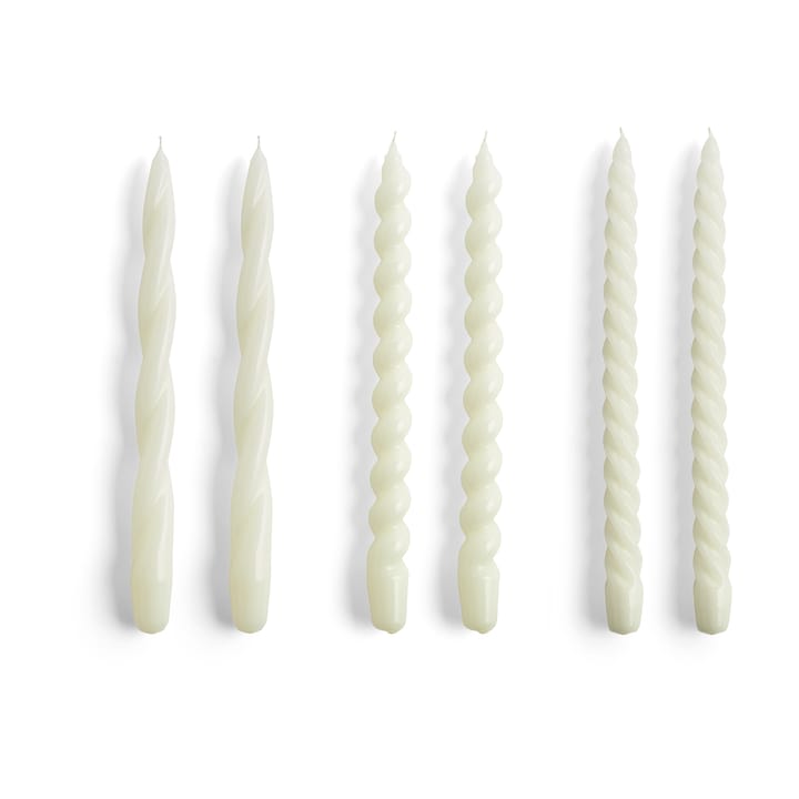 Candle Long Twist/Spiral ljus mix 6-pack - Off-white - HAY