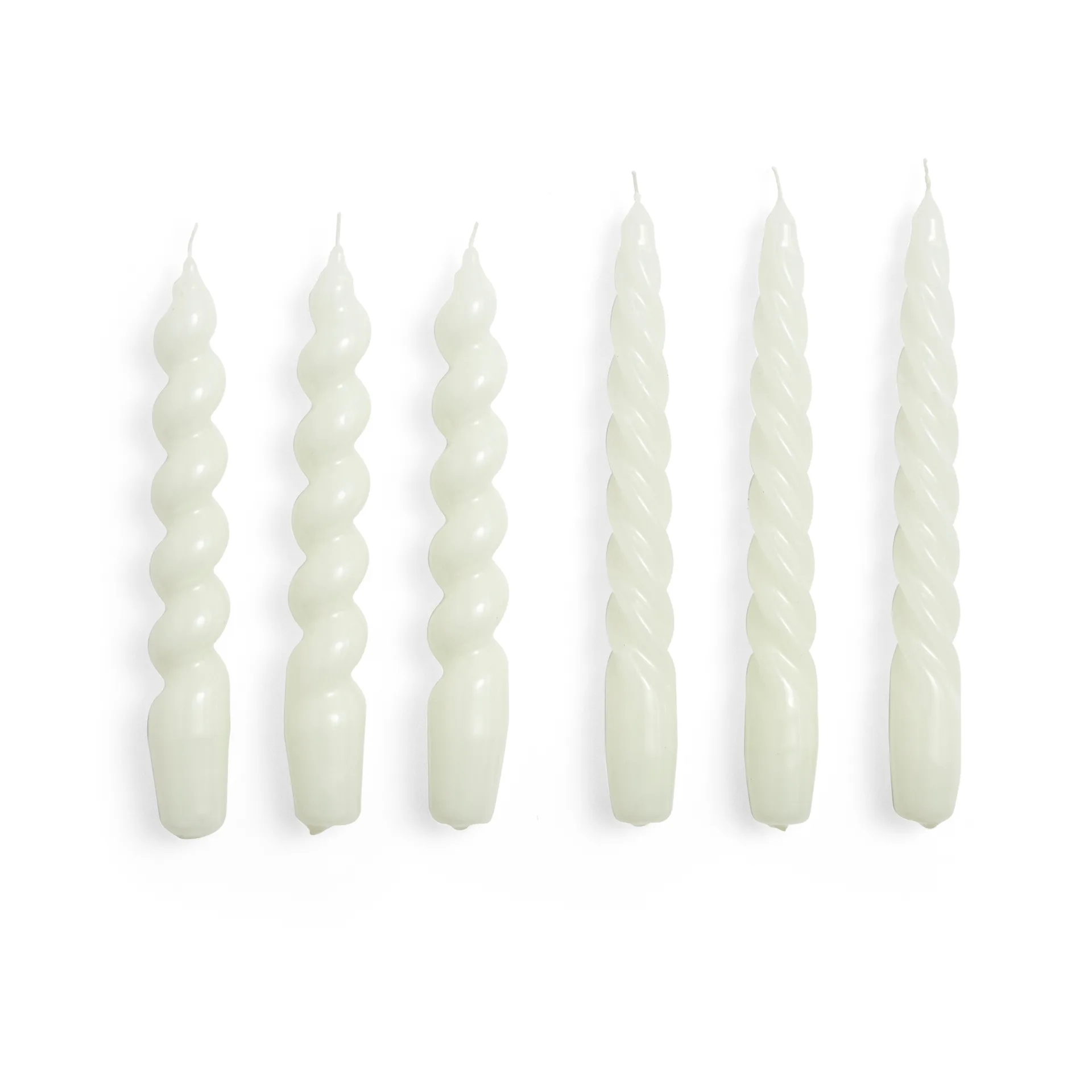 Candle Small Twist/Spiral ljus mix 6-pack, Off-white HAY