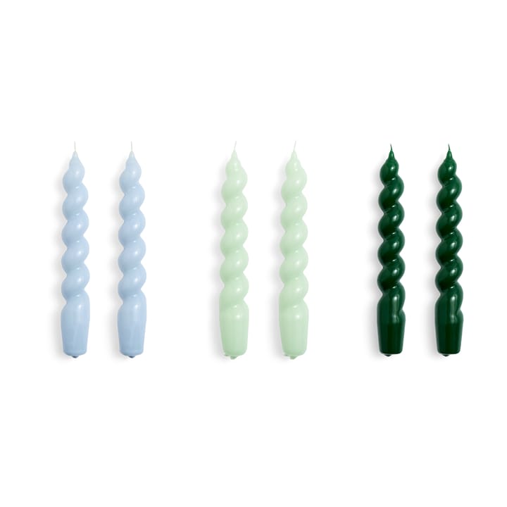 Candle Spiral ljus 6-pack - Light blue-mint-green - HAY