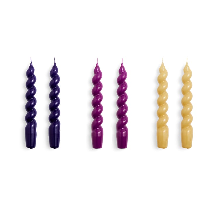 Candle Spiral ljus 6-pack - Purple-fuschia-mustard - HAY