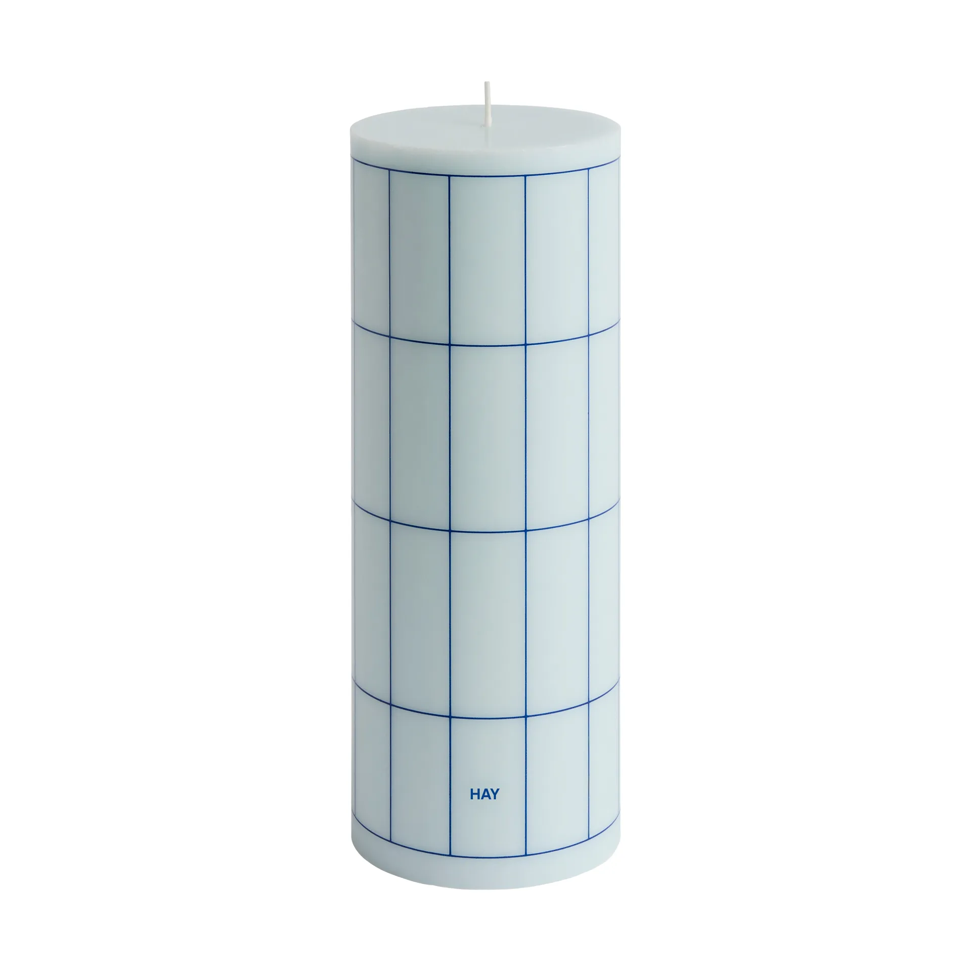 Column Candle blockljus large 25 cm, Light blue-blue grid check HAY