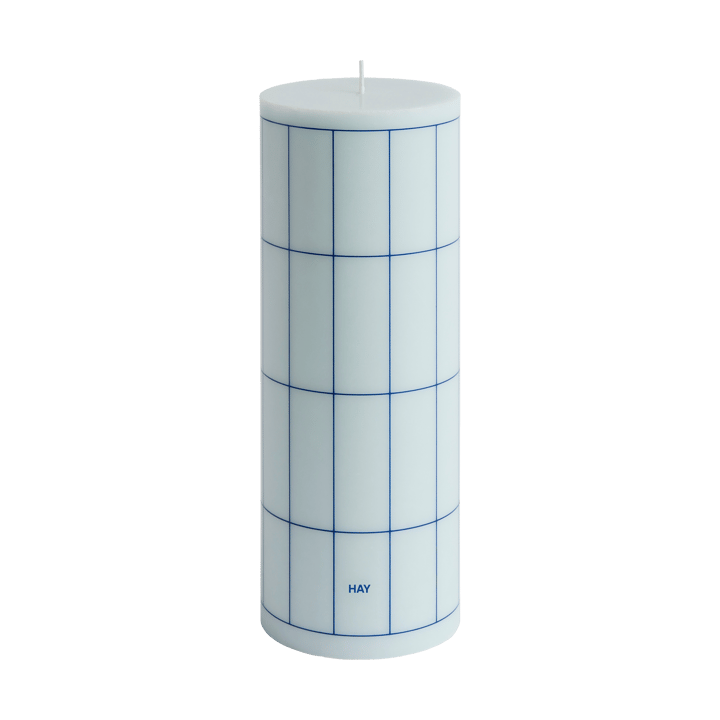 Column Candle blockljus large 25 cm - Light blue-blue grid check - HAY