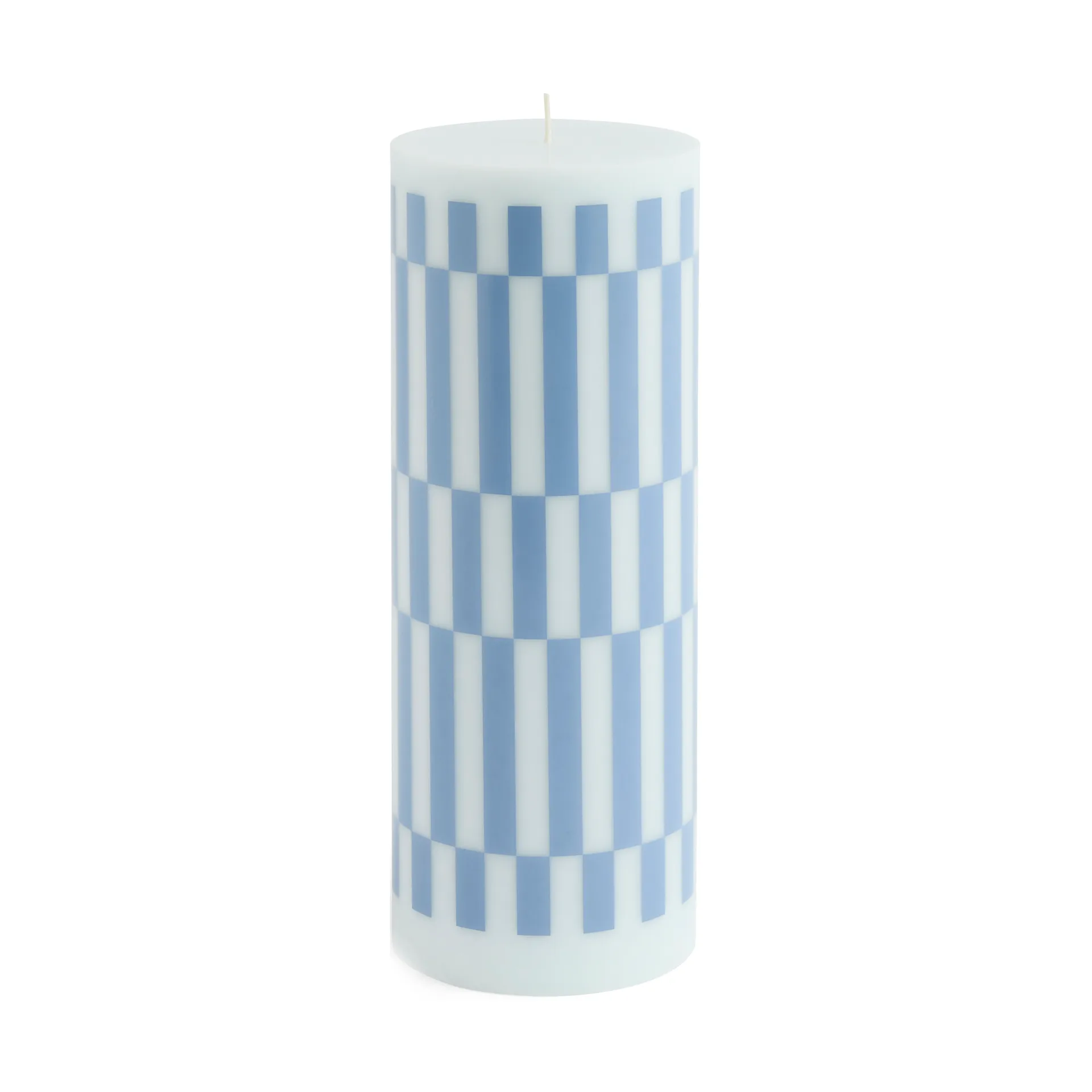 Column Candle blockljus large 25 cm, Light blue-dusty blue check HAY