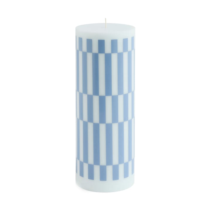 Column Candle blockljus large 25 cm - Light blue-dusty blue check - HAY