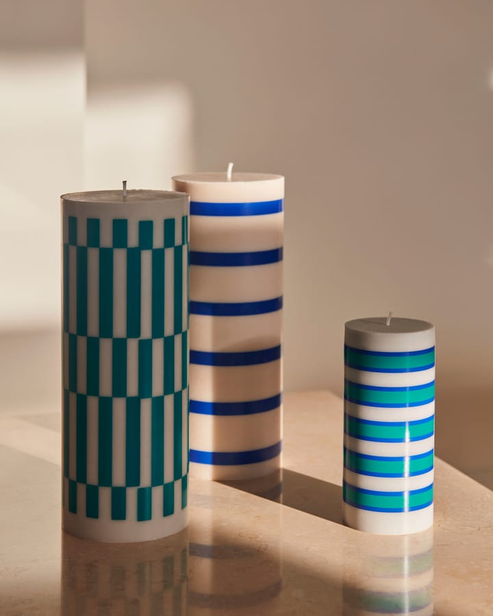 Column Candle blockljus large 25 cm - Off white-blue - HAY