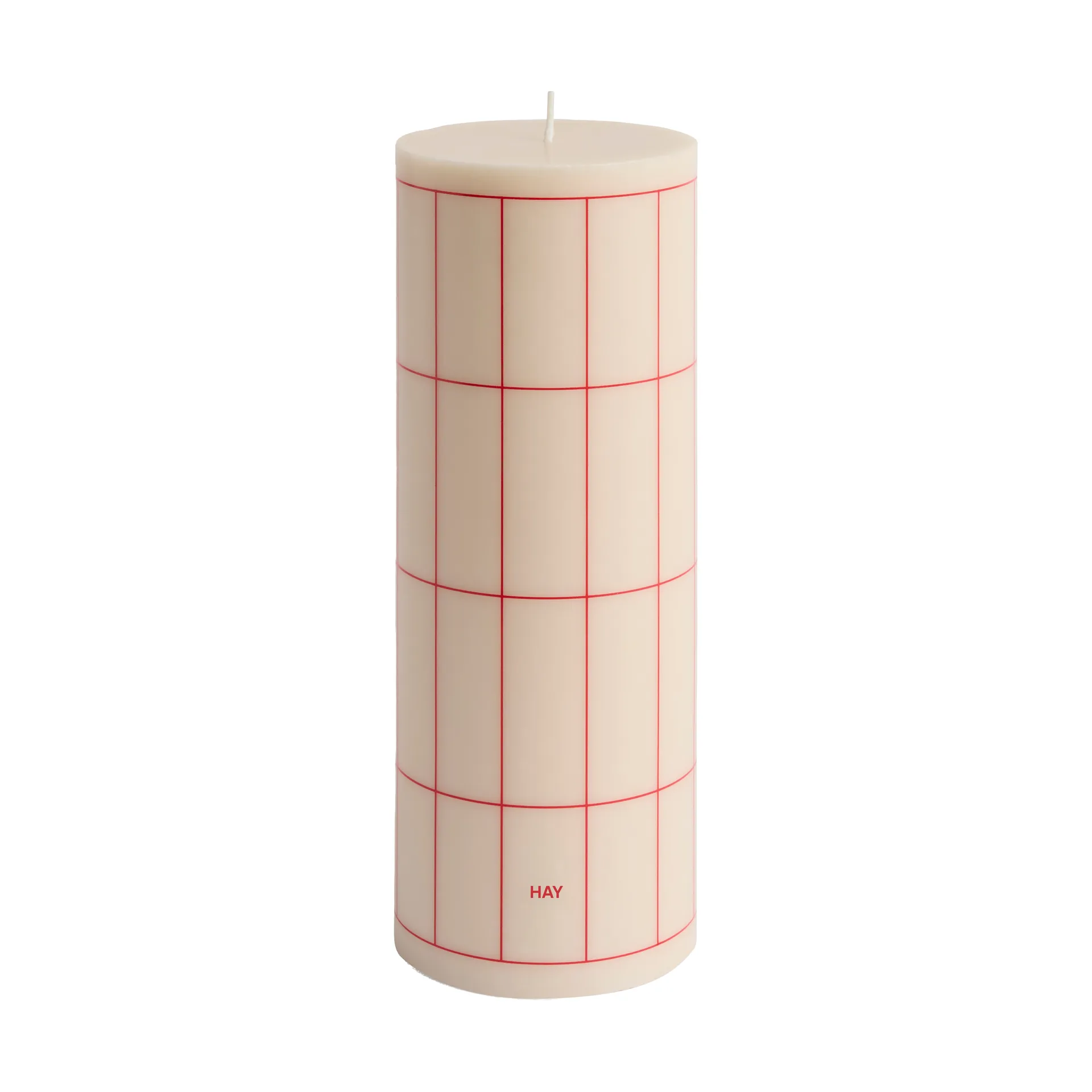 Column Candle blockljus large 25 cm, Off white-red grid check HAY