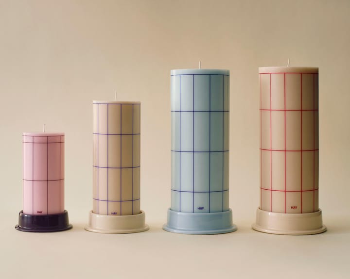 Column Candle blockljus large 25 cm, Off white-red grid check HAY