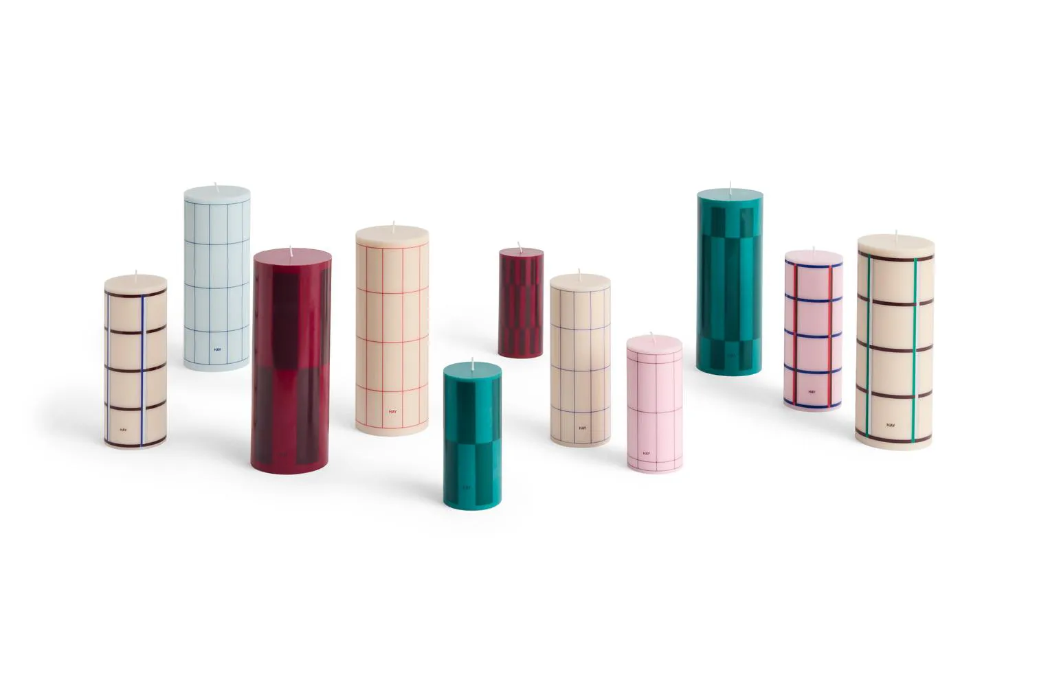 Column Candle blockljus medium 20 cm, Off white-brown-blue HAY