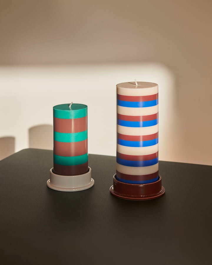 Column Candle blockljus medium 20 cm, Off white-brown-blue HAY