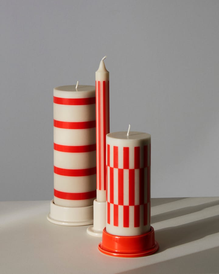 Column Candle blockljus medium 20 cm, Off white-red HAY