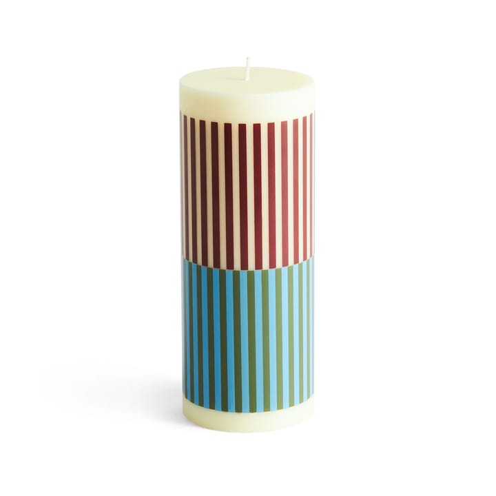 Column Candle blockljus medium 20 cm - Yellow-brown-light blue-army - HAY
