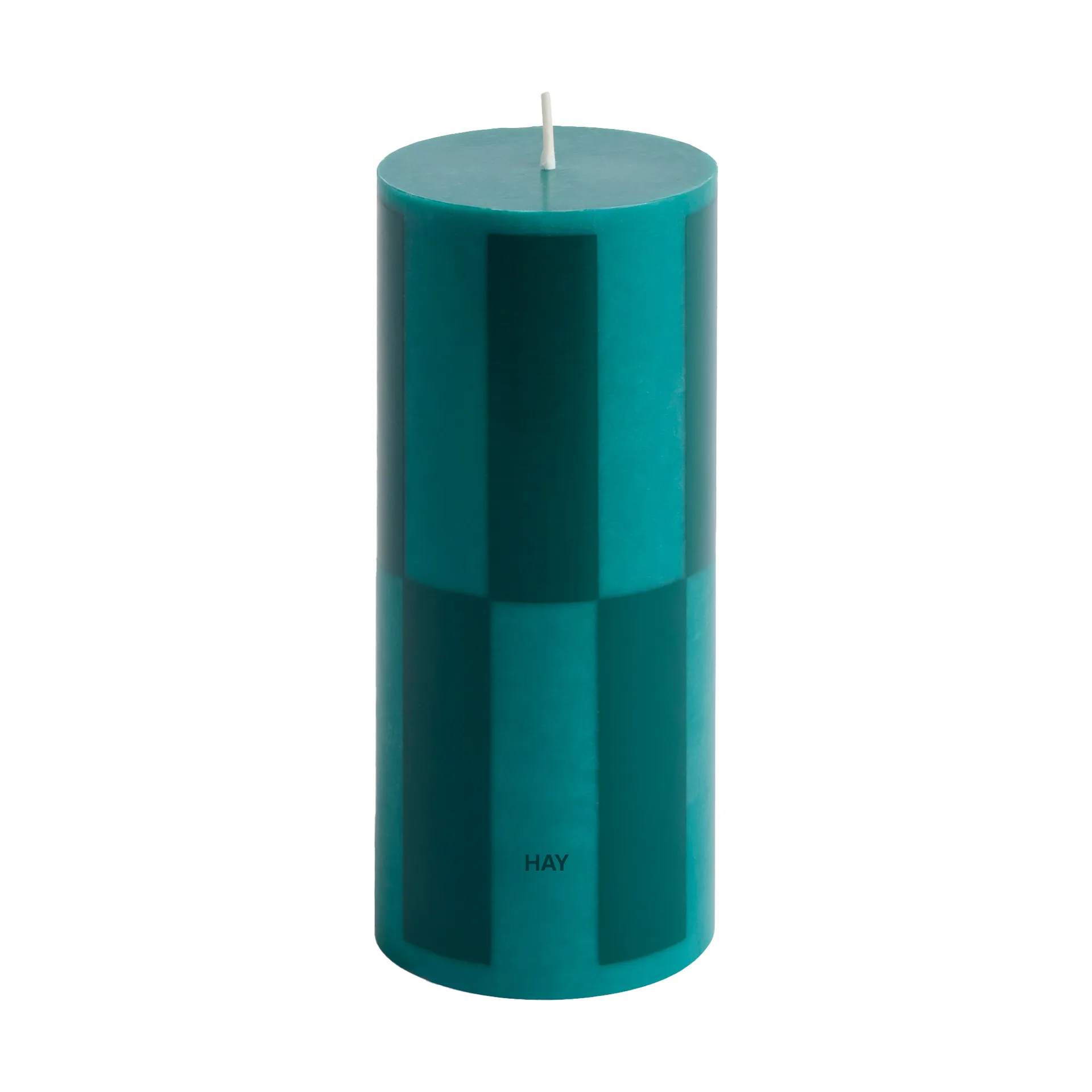 Column Candle blockljus small 15 cm, Green-dark green large check HAY