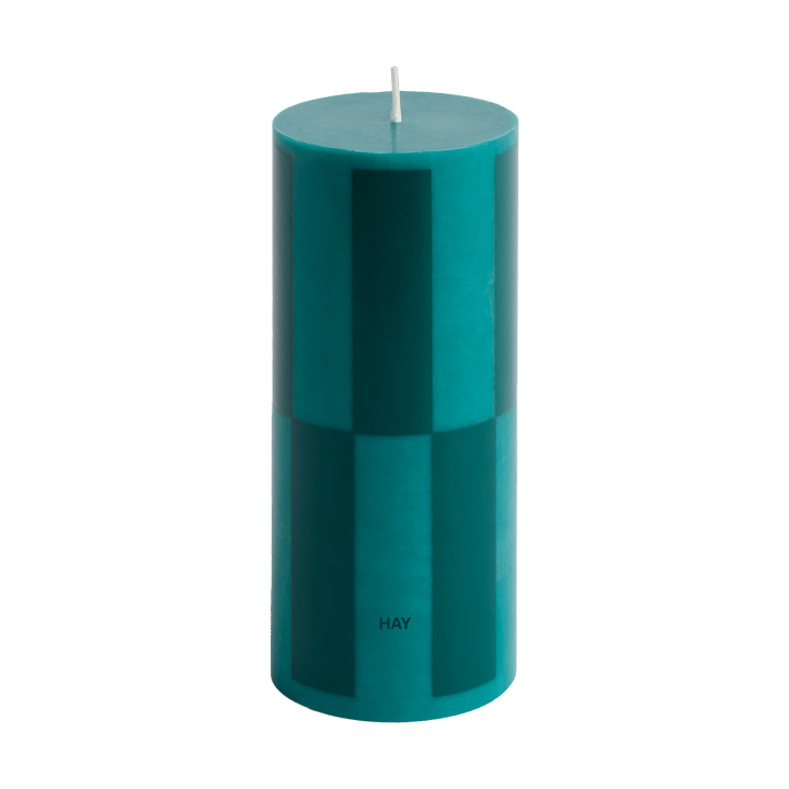 Column Candle blockljus small 15 cm - Green-dark green large check - HAY