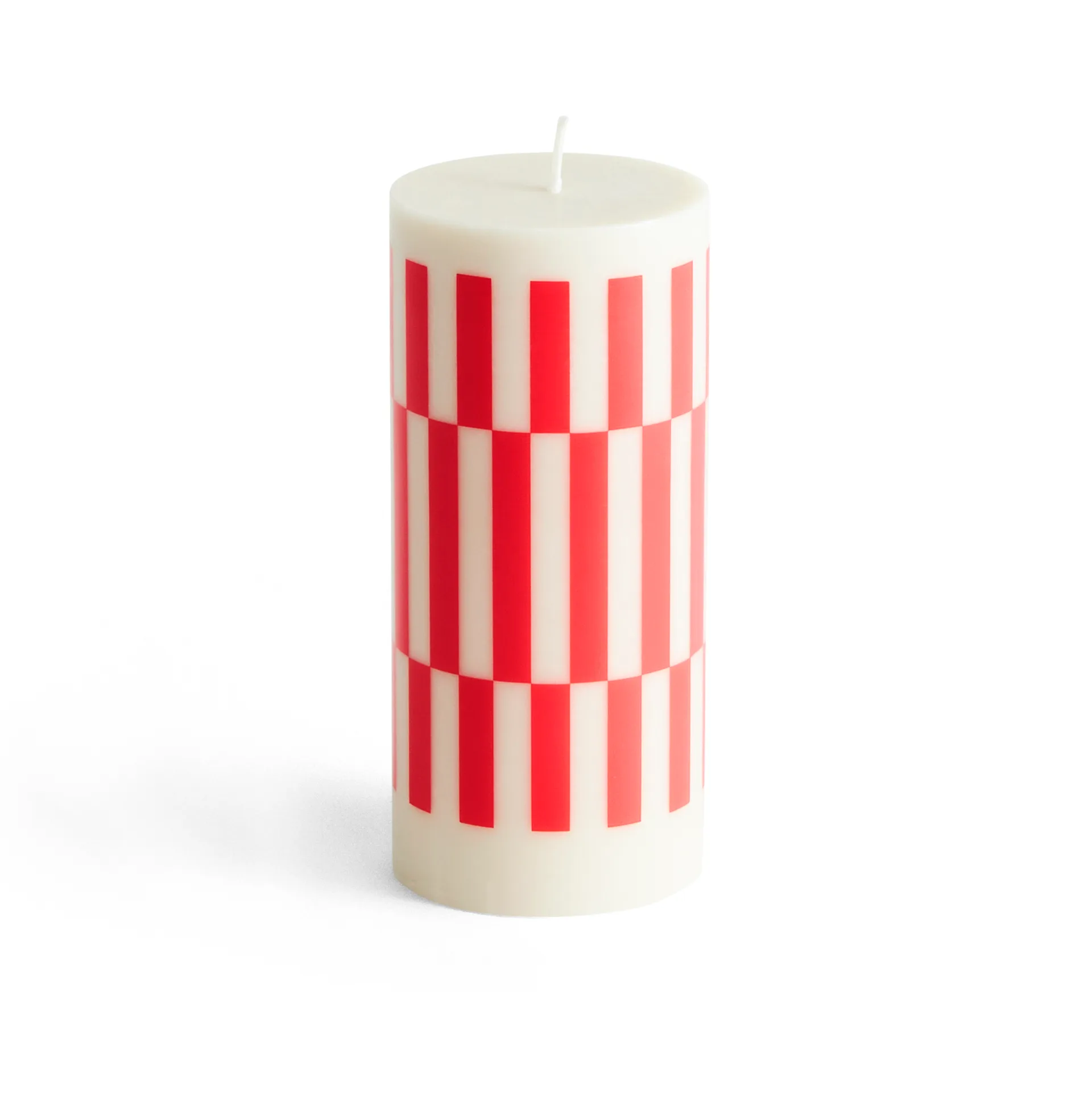 Column Candle blockljus small 15 cm, Off white-red HAY