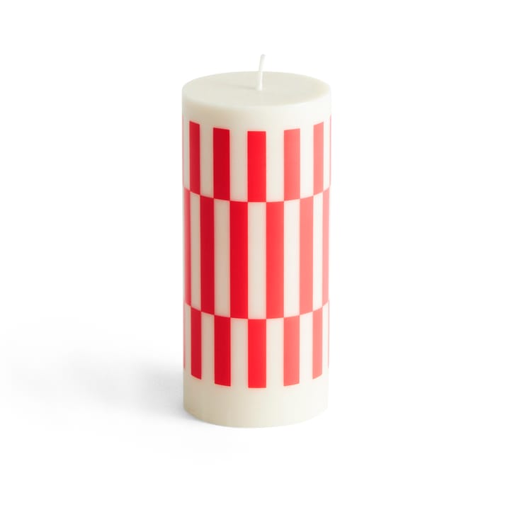 Column Candle blockljus small 15 cm, Off white-red HAY