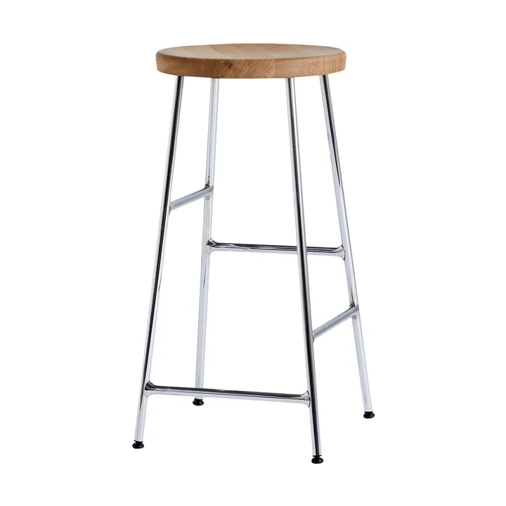 Cornet rund barpall 65 cm - Oiled oak-chrome - HAY