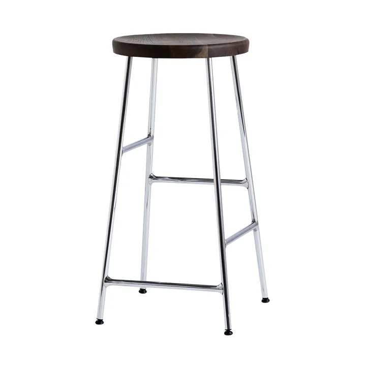 Cornet rund barpall 65 cm - Smoked oiled oak-chrome - HAY