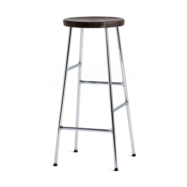 Cornet rund barpall 75 cm - Smoked oiled oak-chrome - HAY