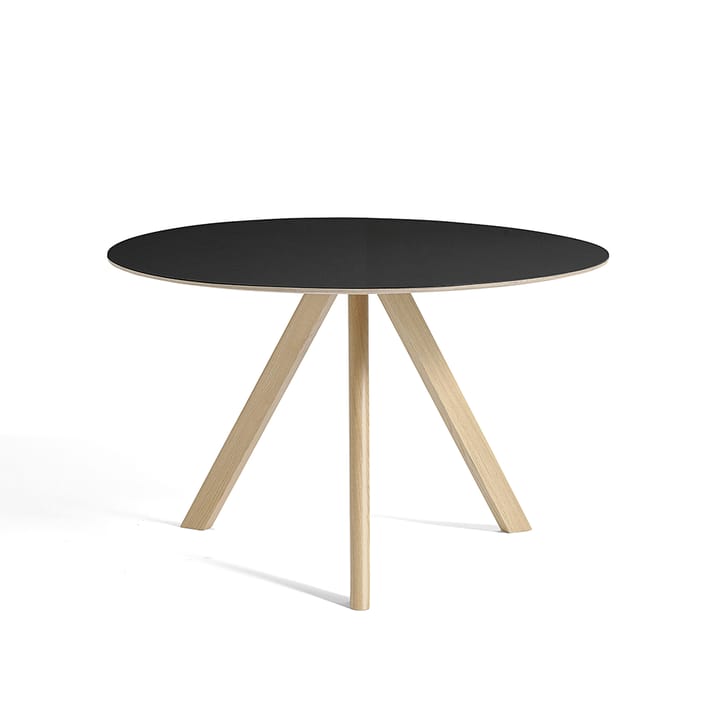 CPH20 Round matbord - Black linoleum-Ø120 cm-ek - HAY