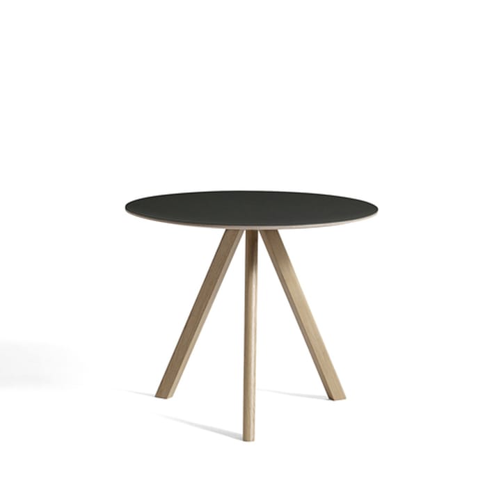 CPH20 Round matbord - black linoleum, ø90 cm, såpat ekstativ - HAY