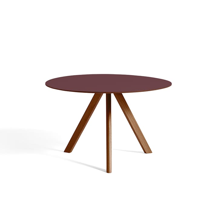 CPH20 Round matbord - burgundy linoleum, ø120 cm, valnötsstativ vattenbaserad lack - HAY