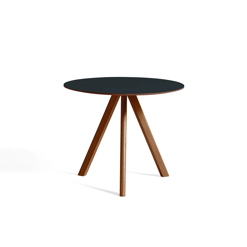 CPH20 Round matbord, Dark grey linoleum-Ø90cm-valnöt HAY