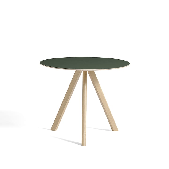 CPH20 Round matbord - Green linoleum-Ø90 cm-ek - HAY