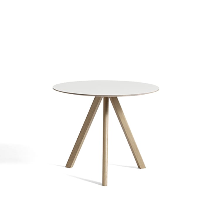 CPH20 Round matbord, white laminate, ø90 cm, såpat ekstativ HAY