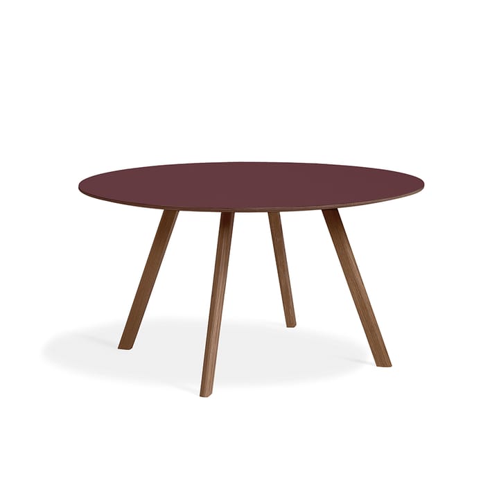 CPH25 matbord, Burgundy linoleum-Ø140 cm-valnöt HAY