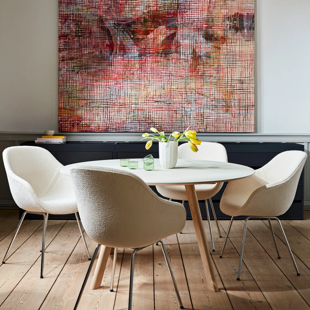 CPH25 matbord, white laminate, såpat ekstativ HAY