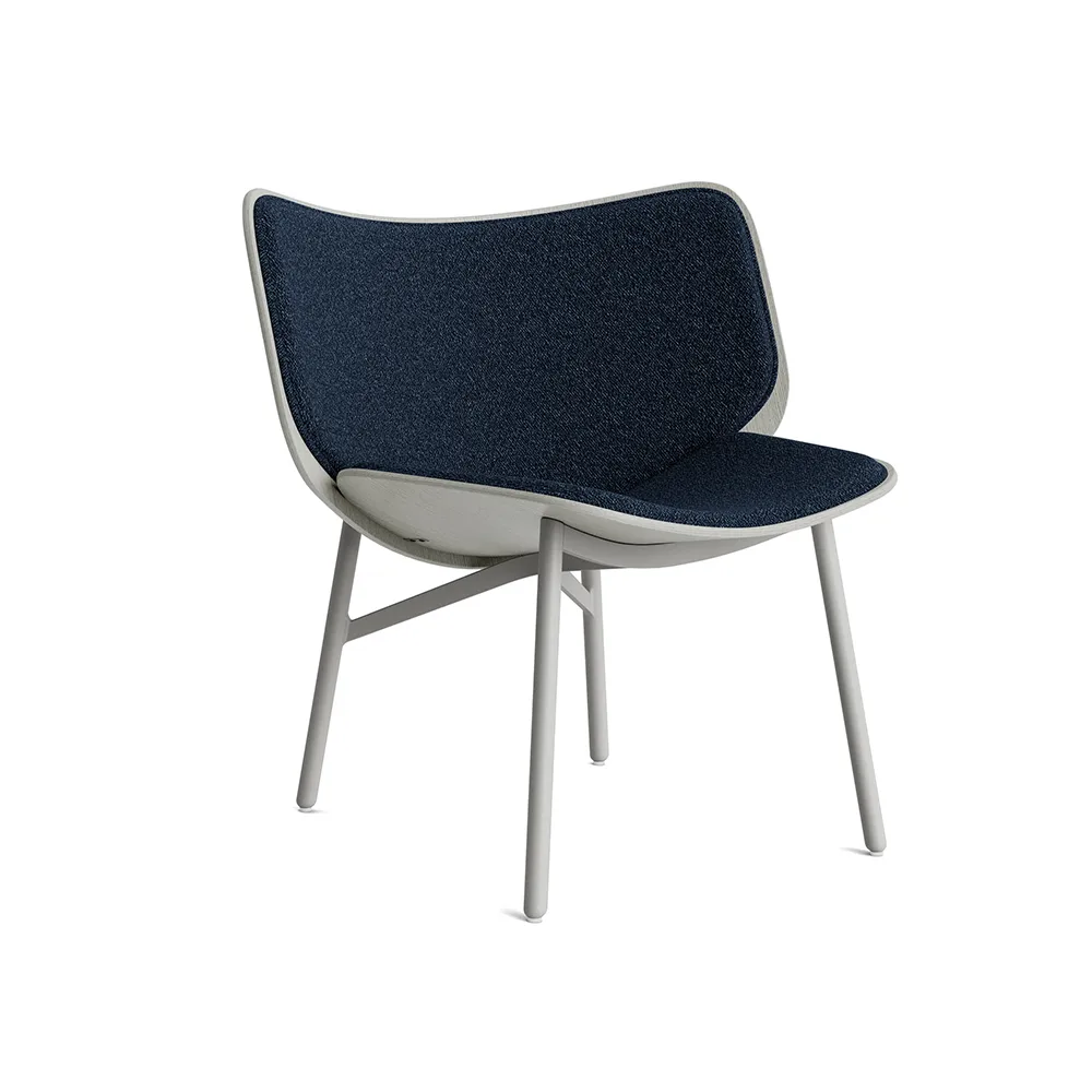 Dapper loungefåtölj, flamiber j4 dark blue-dusty grey ek-grått stativ HAY