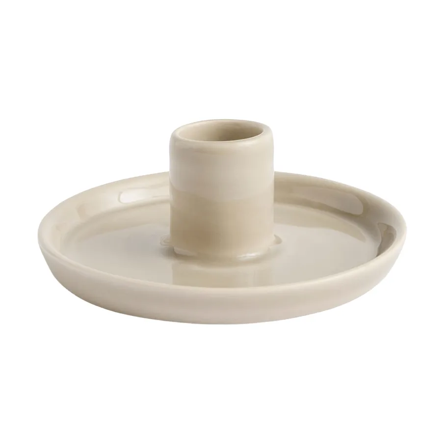 Disc ljusstake, Warm grey, small, Ø10x4,8 cm HAY