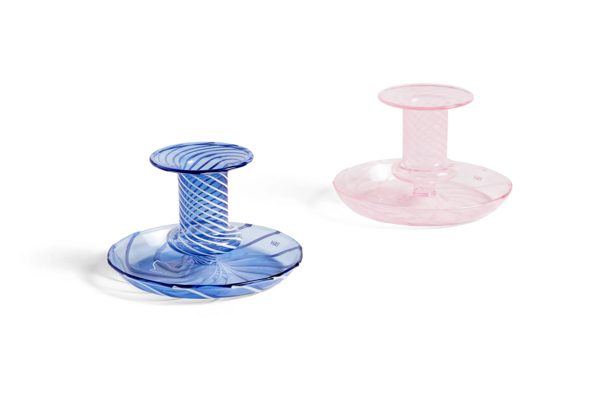 Flare Stripe ljusstake, ljusblå HAY