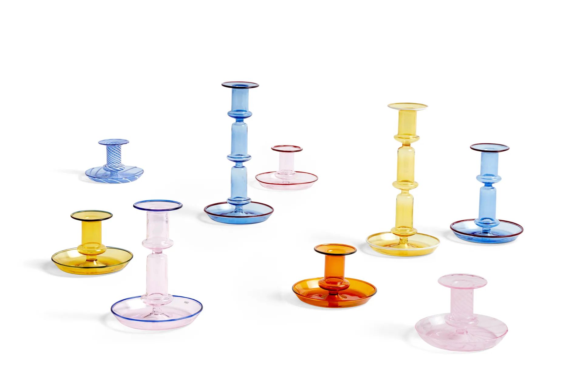 Flare Stripe ljusstake, ljusblå HAY