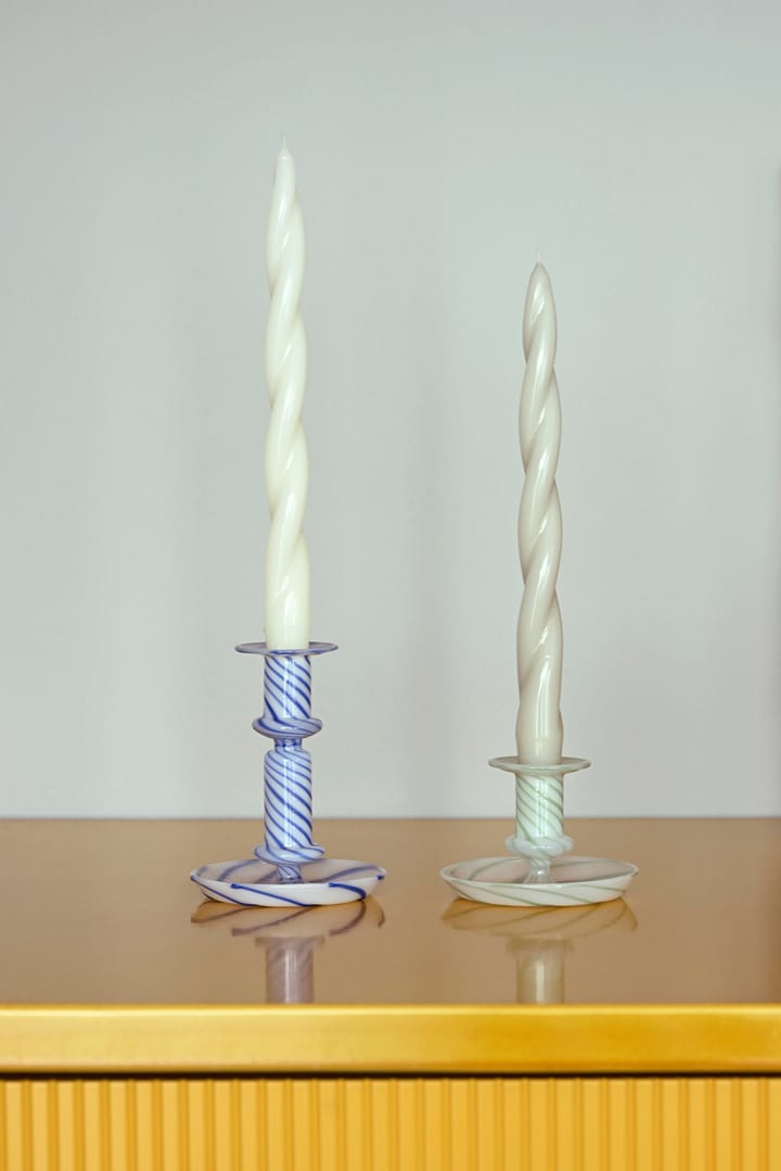 Flare Stripe medium ljusstake, Blå-vit HAY