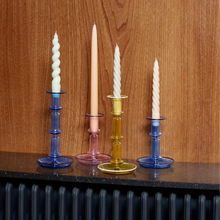 Flare tall ljusstake, Light blue-red HAY