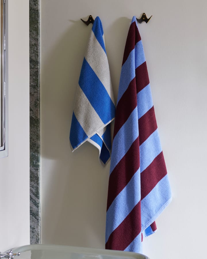 Frotté Stripe handduk 50x100 cm, Bordeaux-Sky blue HAY