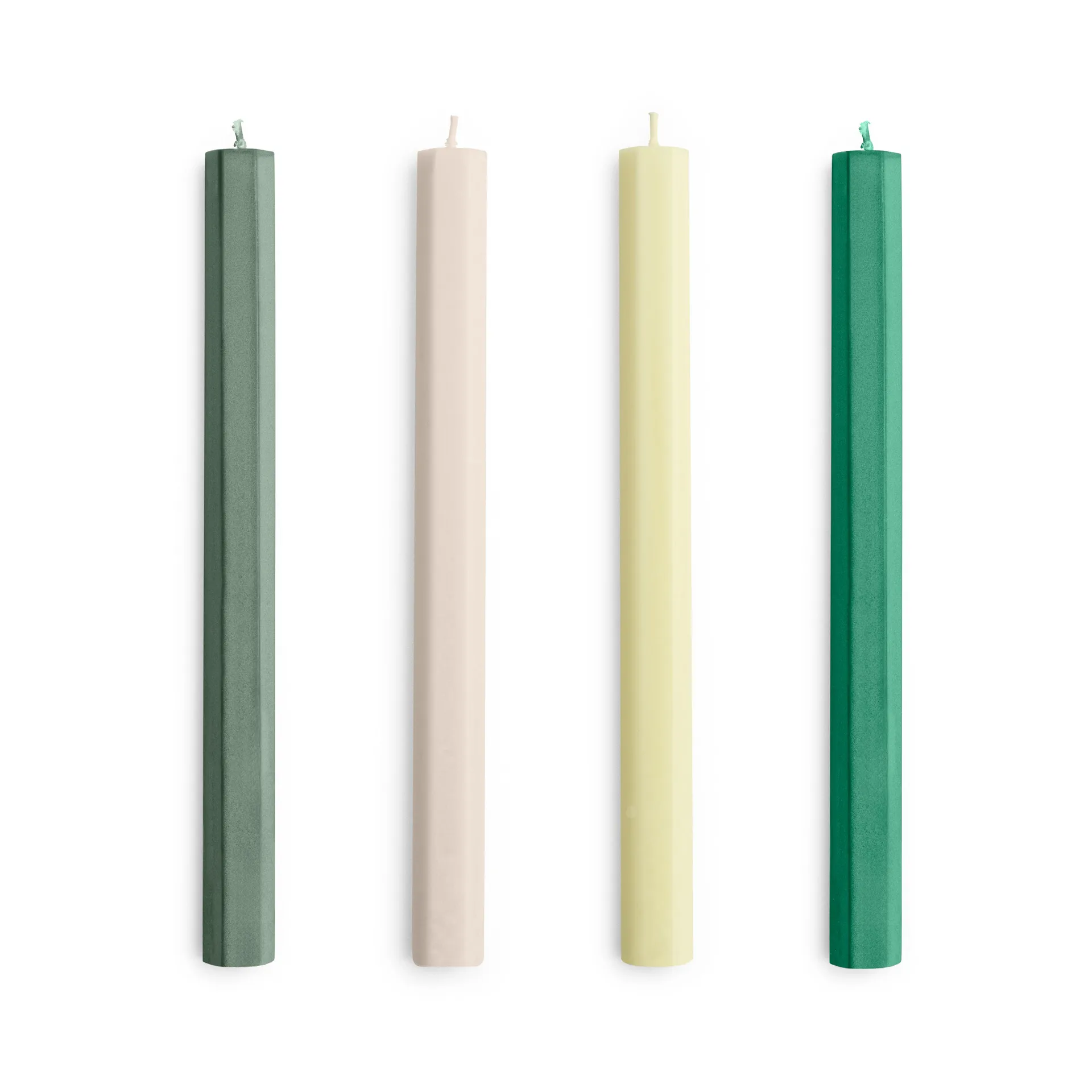 Hexagon Candle ljus mix 4-pack, Greens-whites HAY