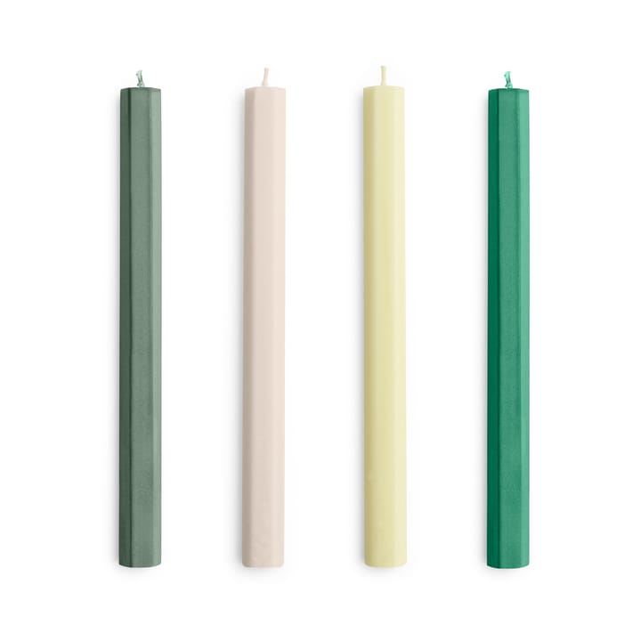 Hexagon Candle ljus mix 4-pack - Greens-whites - HAY
