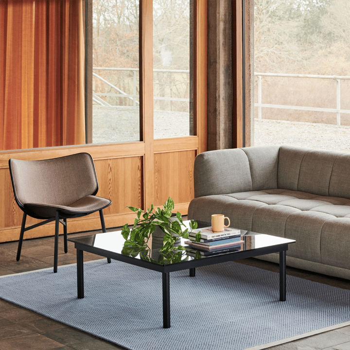 Kofi soffbord, Black oak-glastopp-blåtonat-b60 cm HAY