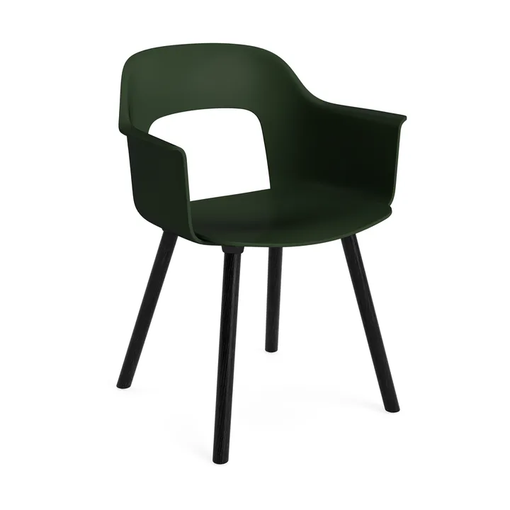 Layout Armchair 221 karmstol - Bottle green-svartlackerad ek - HAY