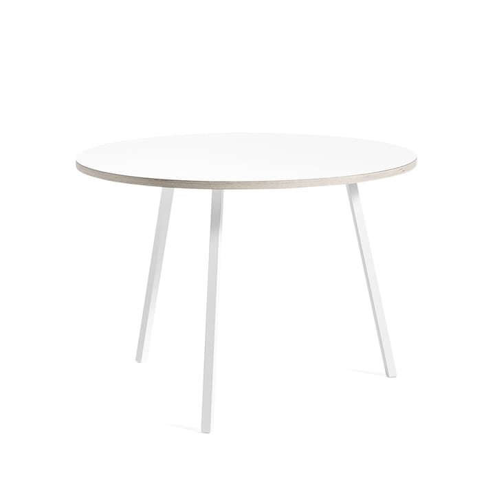 Loop Stand matbord runt - White laminate-ø105 cm-vitt stålstativ - HAY