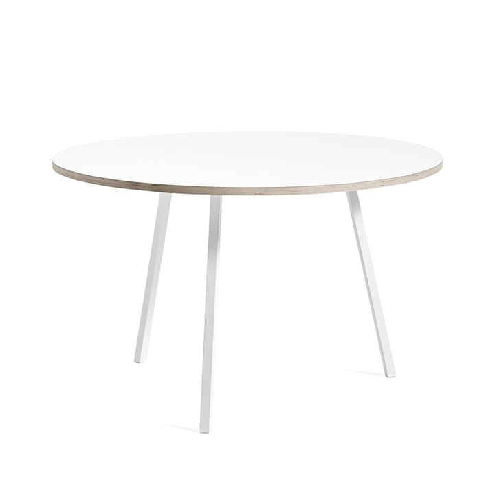 Loop Stand matbord runt - White laminate-ø120 cm-vitt stålstativ - HAY